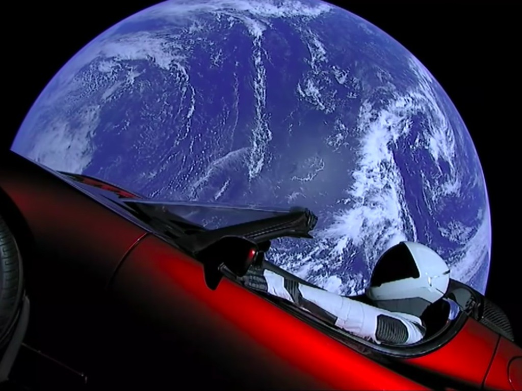 space x 重型火箭 falcon heavy 成功送 tesla roadster 上太空