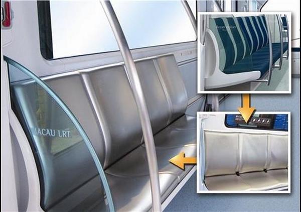 轻轨车厢座位改用不锈钢座椅并优化外型设计