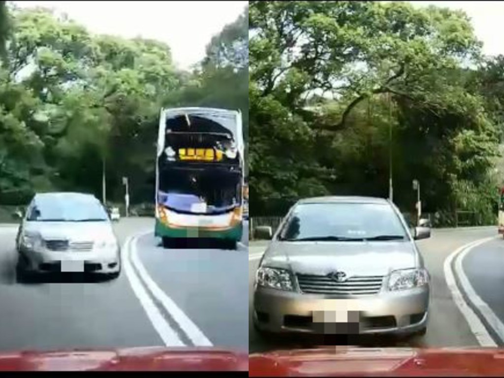 私家车嫌巴士停站阻路 双白线爬头被的士司机霸气举动逼退