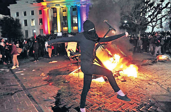 不滿極右演講 加大柏克萊爆騷亂