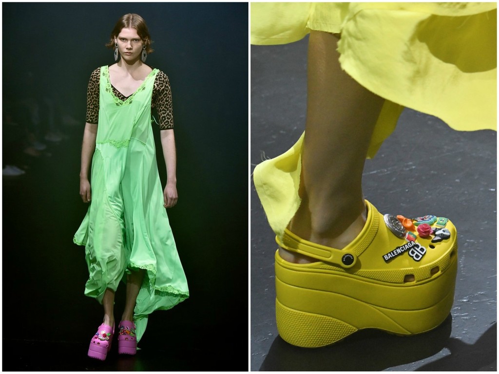 balenciaga yellow crocs