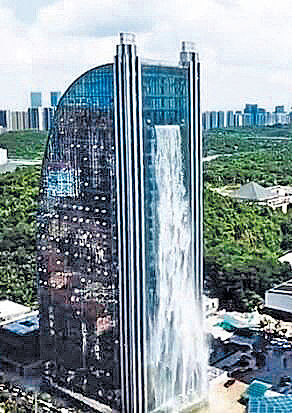 貴陽酒店建108米人工瀑布