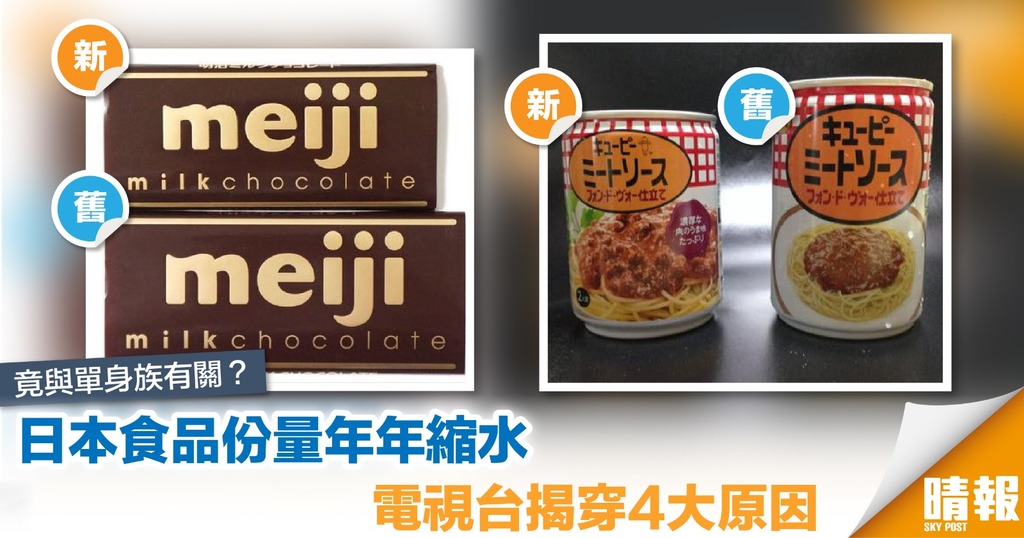 日本食品份量年年縮水 電視台揭穿4大原因