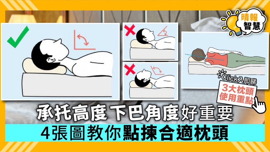 【Smart Tips．瞓好啲】承托高度下巴角度好重要 4張圖教你點揀合適枕頭