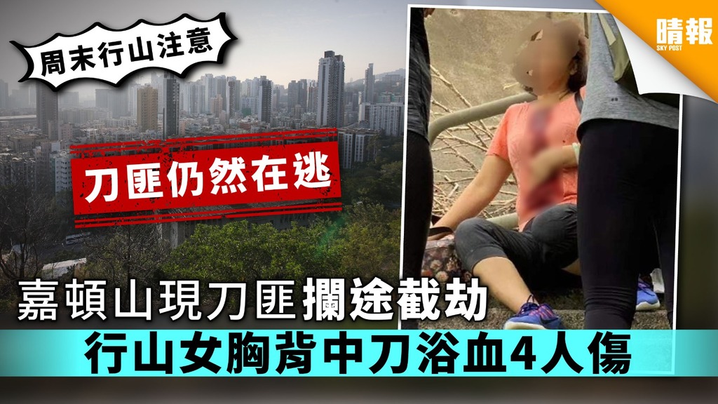 嘉頓山現刀匪攔途截劫 行山女胸背中刀浴血4人傷