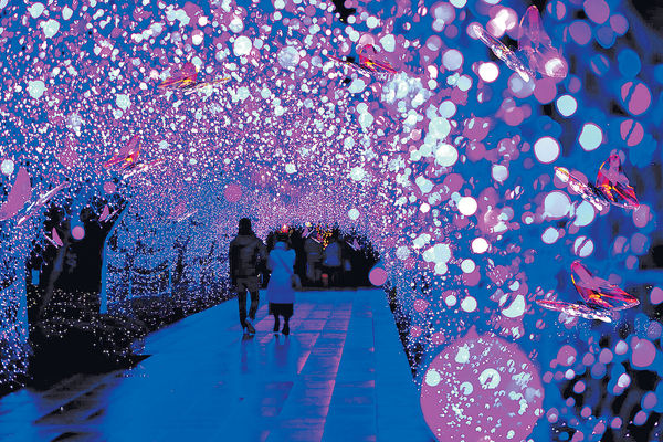 日本江之島7萬顆水晶聖誕隧道