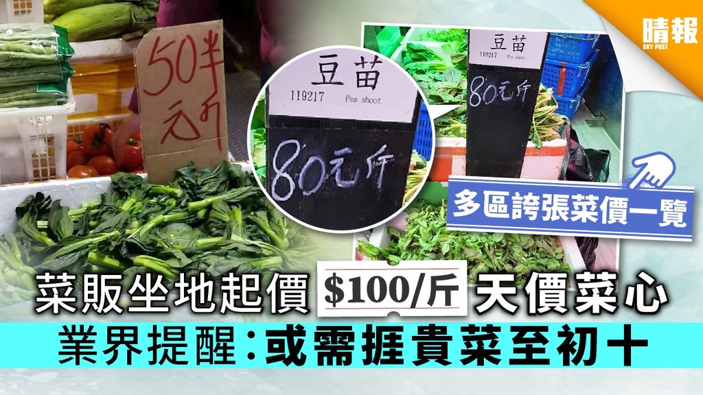 【捱貴餸】菜販坐地起價100蚊1斤天價菜心 業界提醒：或需捱貴菜至初十