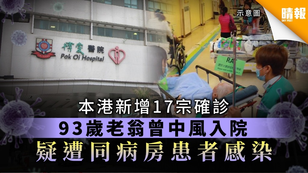 【博愛醫院】本港新增17宗確診 93歲老翁曾中風入院 疑遭同病格患者感染