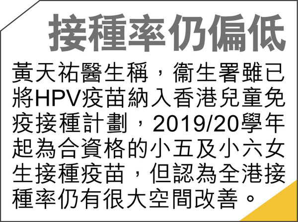 醫生：防演變成子宮頸癌 9-14歲打HPV疫苗黃金期