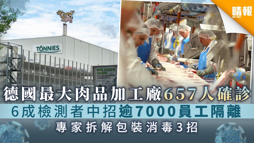 【新冠肺炎】德國最大肉品加工廠657人確診 6成檢測者中招逾7000員工隔離【專家拆解包裝消毒法】