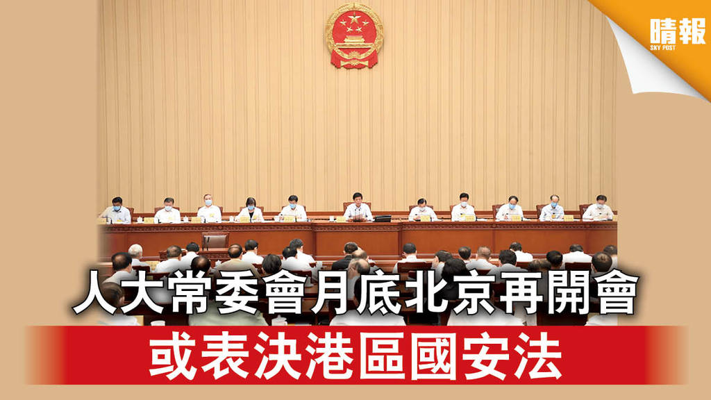 【港區國安法】人大常委會月底北京再開會 或表決港區國安法