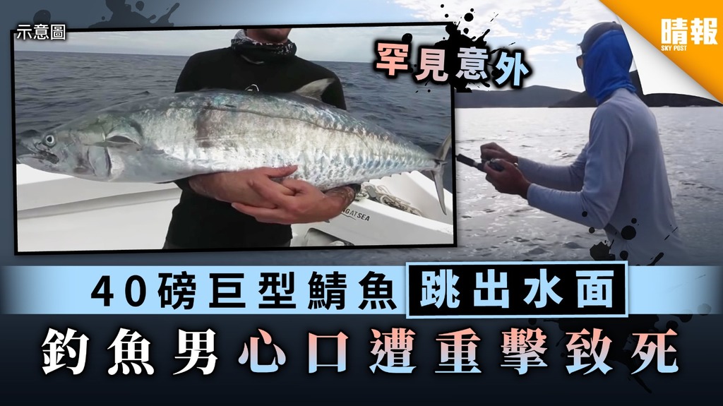 40磅巨型鯖魚跳出水面 釣魚男心口遭重擊致死