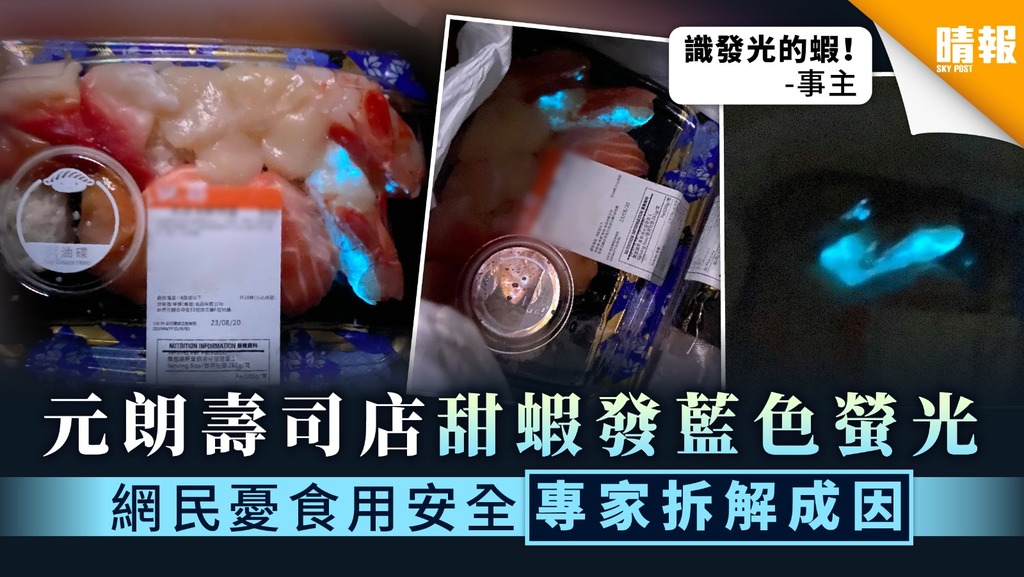 【螢光壽司】元朗連鎖壽司店甜蝦發藍色螢光 網民憂食用安全專家拆解成因