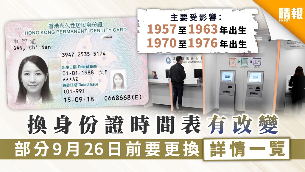 【智能身份證】57至76年出生市民 入境處修訂換身份證時間 