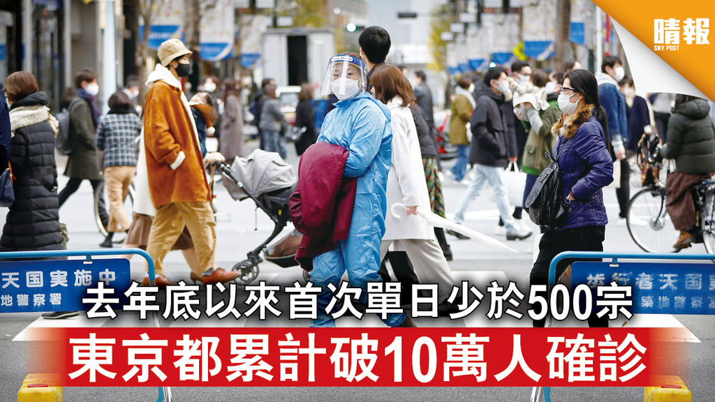 新冠肺炎｜去年底以來首次單日少於500宗 東京都累計破10萬人確診