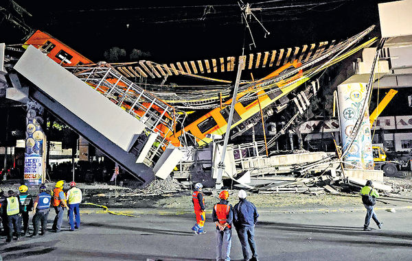 墨西哥城架空路軌斷裂 地鐵列車墮地23死70傷