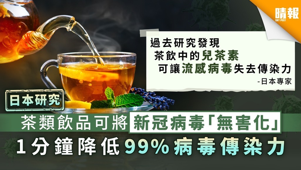 【日本研究】茶類飲品可將新冠病毒「無害化」 1分鐘降低99%病毒傳染力