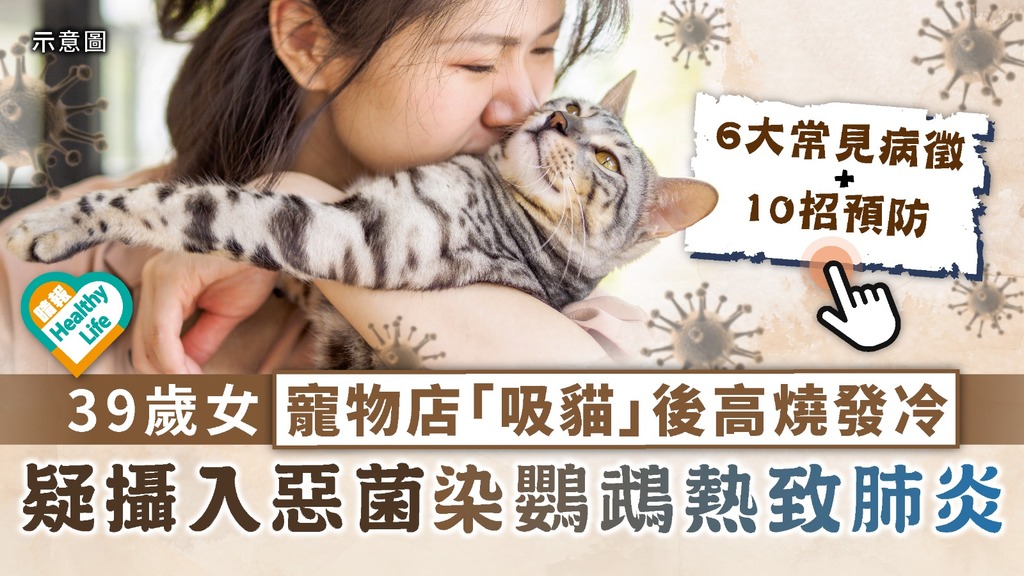 鸚鵡熱︳39歲女寵物店「吸貓」後高燒發冷 疑攝入惡菌染鸚鵡熱致肺炎︳6大常見病徵 + 10招預防