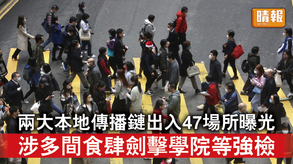 新冠肺炎︳兩大本地傳播鏈出入47場所曝光 涉多間食肆劍擊學院等強檢