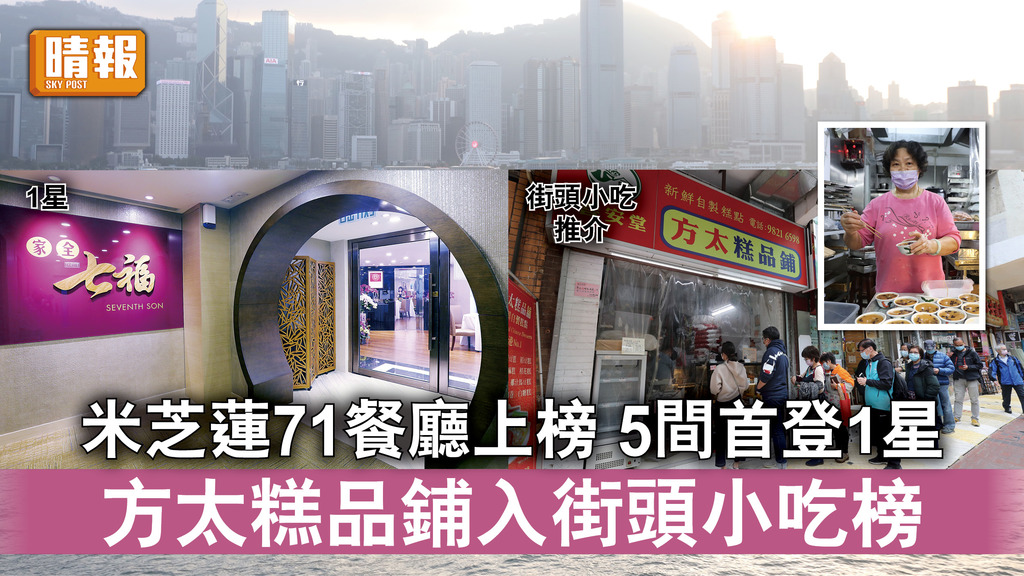 米芝蓮｜香港71餐廳獲獎   5間首登一星    方太糕品鋪入街頭小吃榜