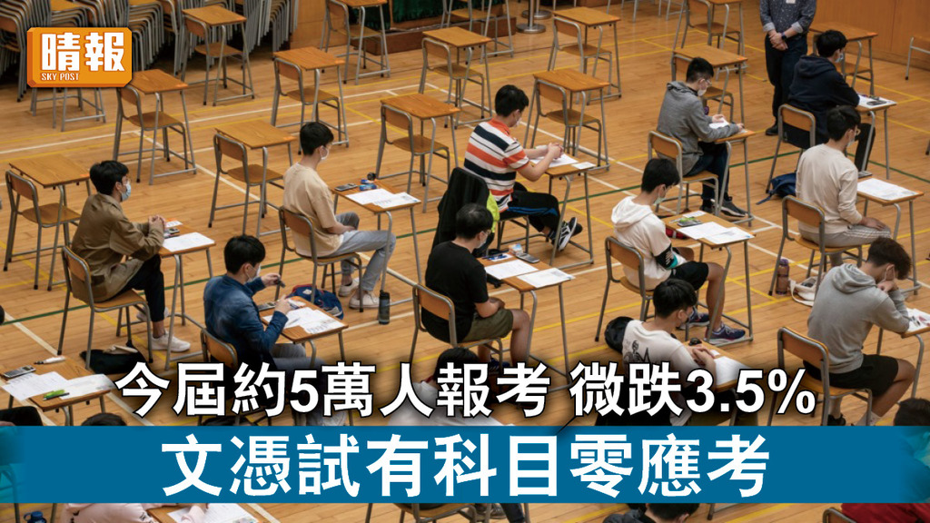 2022文憑試│ 今屆約5萬人報考 微跌3.5% 文憑試有科目零應考