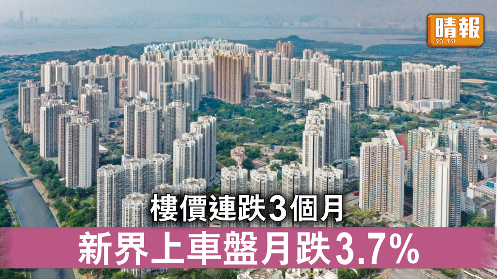 香港樓市｜樓價連跌3個月 新界上車盤月跌3.7%