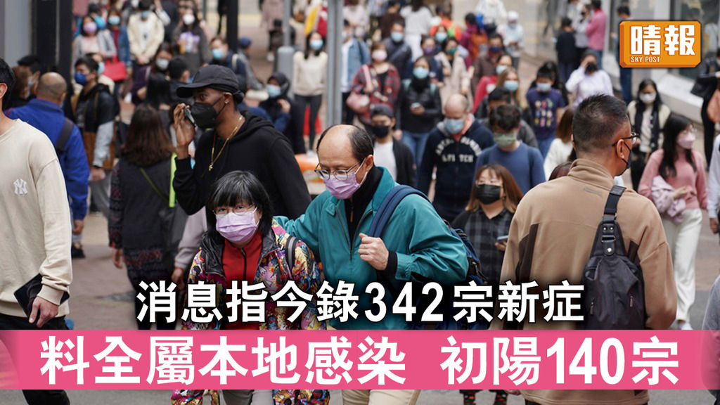 新冠肺炎｜消息指今錄342宗新症 料全屬本地感染 初陽140宗