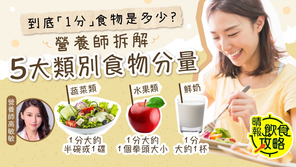 飲食攻略︳到底「1分」食物是多少? 營養師拆解5大類別食物的「1分」分量