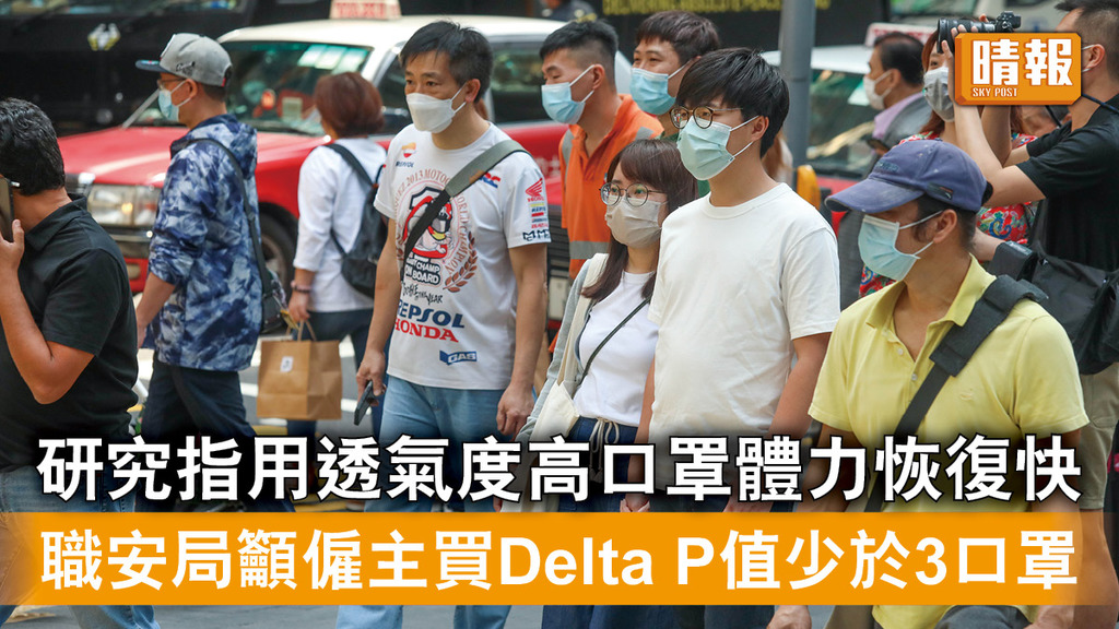 新冠肺炎｜研究指用透氣度高口罩體力恢復快 職安局籲僱主買Delta P值少於3口罩