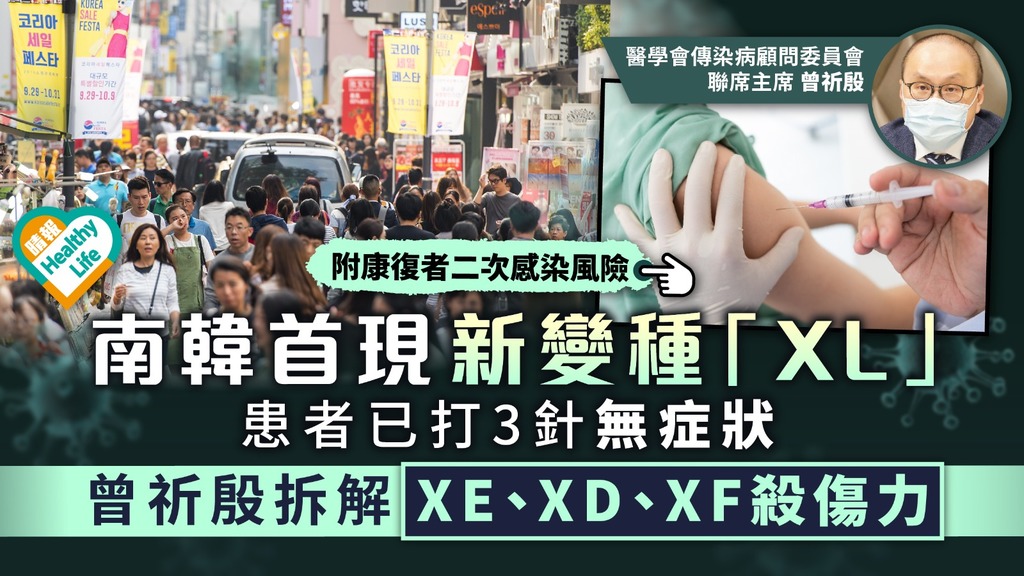 新冠肺炎︳南韓首現新變種「XL」 患者已打3針無症狀 曾祈殷拆解XE、XD、XF殺傷力︳附二次感染風險
