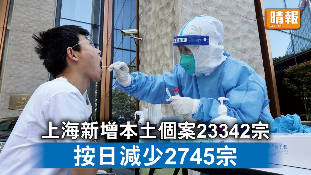 新冠肺炎｜上海新增本土個案23342宗 按日減少2745宗