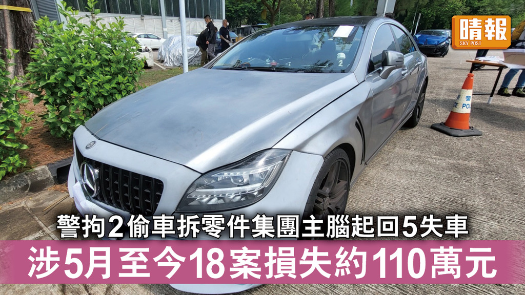 香港治安｜警拘2偷車拆零件集團主腦起回5失車 涉5月至今18案損失約110萬元