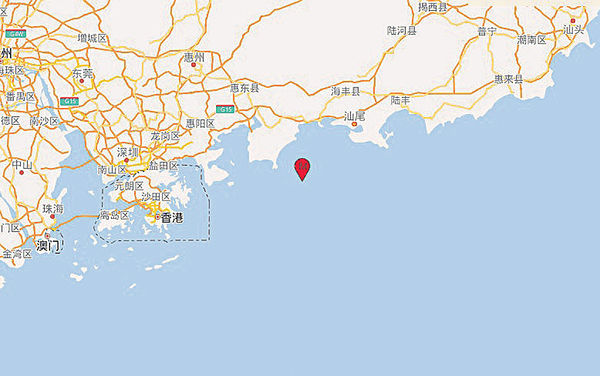 惠東海域3.2級地震 港逾百市民感微震