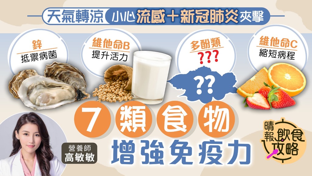 飲食攻略︳天氣轉涼小心流感＋新冠肺炎夾擊 營養師教吃7類食物增強免疫力