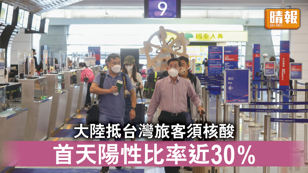 新冠病毒｜大陸抵台灣旅客須核酸  首天陽性比率近30%
