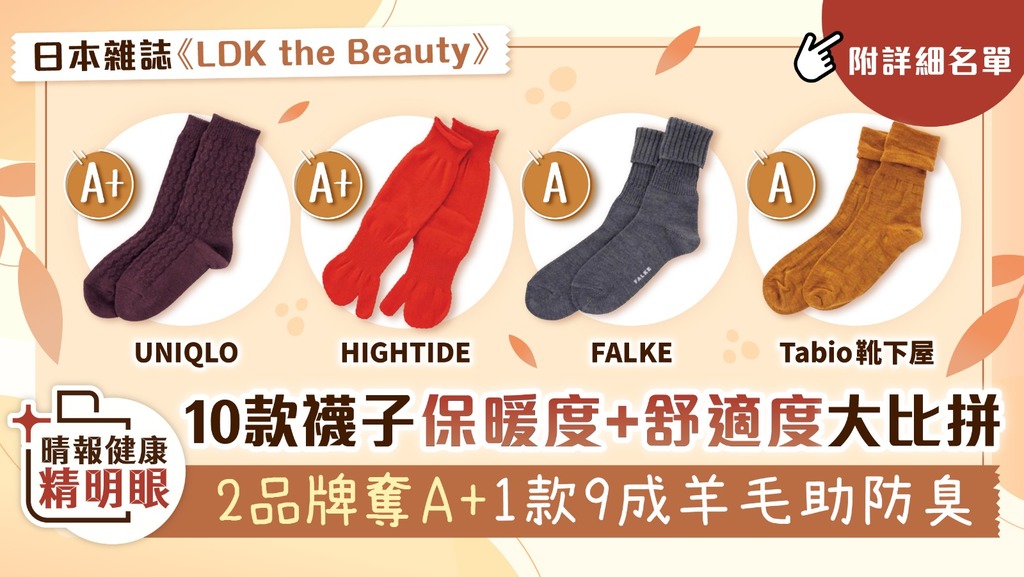 健康精明眼︳10款襪子保暖度+舒適度大比拼 2品牌奪A+ 1款9成羊毛助防臭
