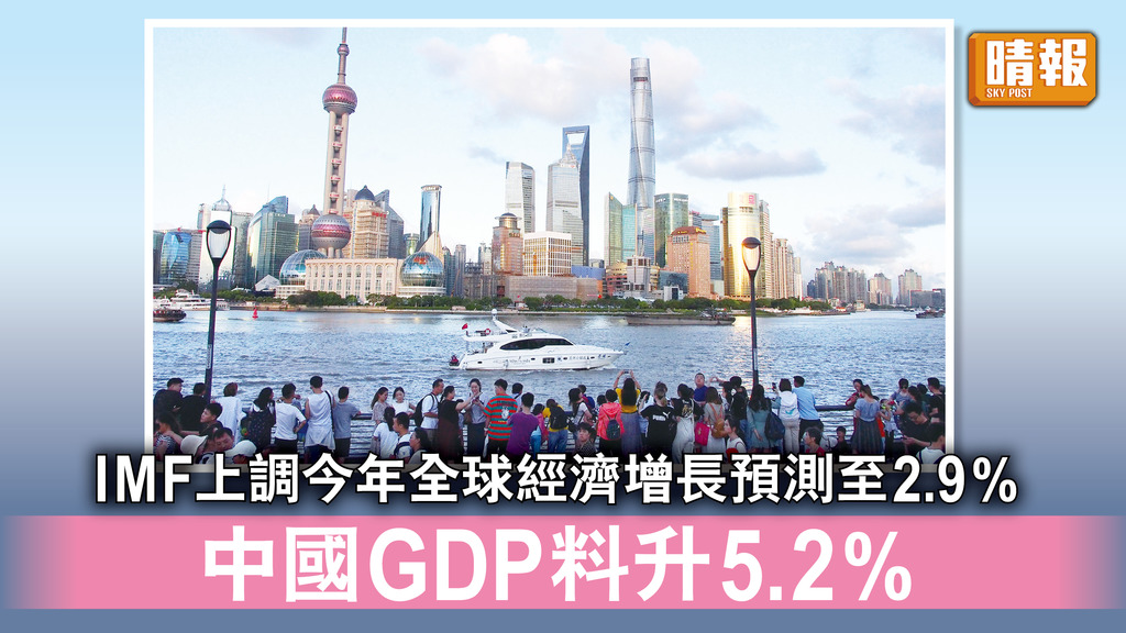經濟預測｜IMF上調今年全球經濟增長預測至2.9% 中國GDP料升5.2%