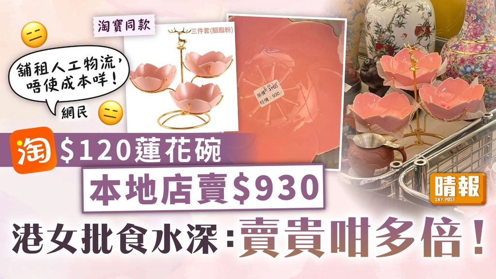 精明消費｜淘寶$120蓮花碗本地店賣$930 港女批食水深：賣貴咁多倍！