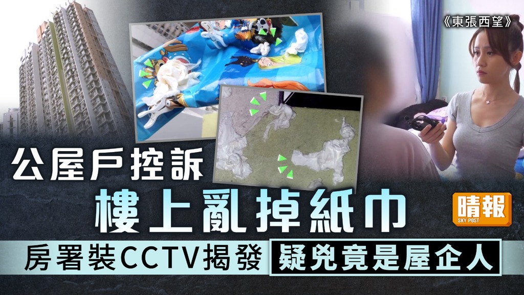 高空擲物｜公屋戶控訴樓上亂掉紙巾 房署裝CCTV揭發疑兇竟是屋企人