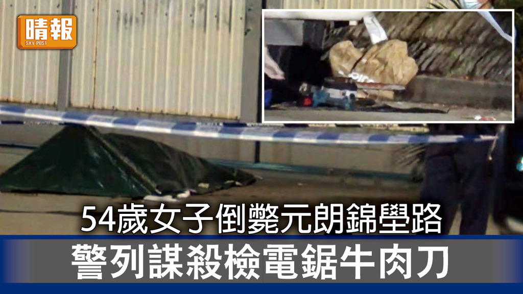 香港治安｜54歲女子倒斃元朗錦壆路 警檢電鋸及牛肉刀列謀殺調查