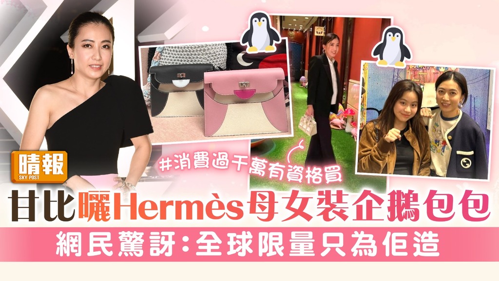 甘比曬Hermès母女裝企鵝包包 網民驚訝：全球限量只為佢造