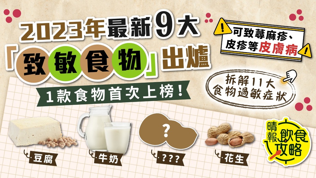 飲食攻略｜嚴重過敏恐休克致命！2023年最新9大「致敏食物」出爐 1款食物首次上榜