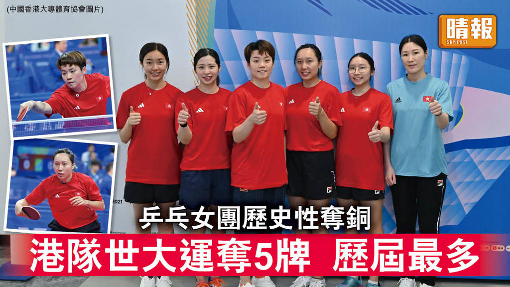 成都世大運｜乒乓女團歷史性奪銅 港隊世大運奪5牌 歷屆最多