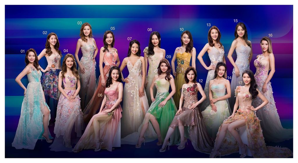 港姐2023｜決賽倒數一星期 16位佳麗晚裝造型曝光 化身七彩花仙子高貴優雅