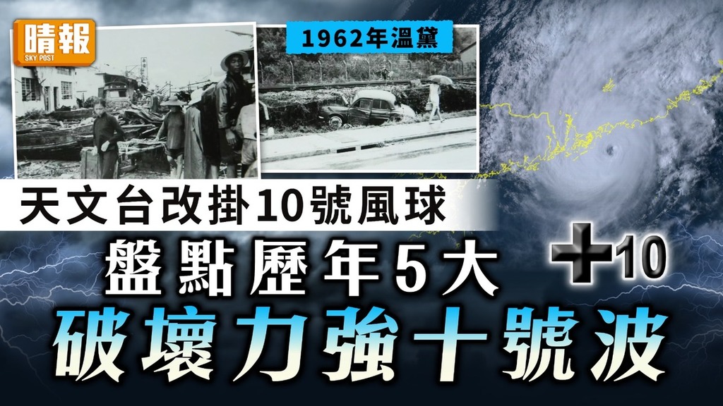 颱風蘇拉｜天文台改掛10號風球 盤點歷年5大破壞力強十號波