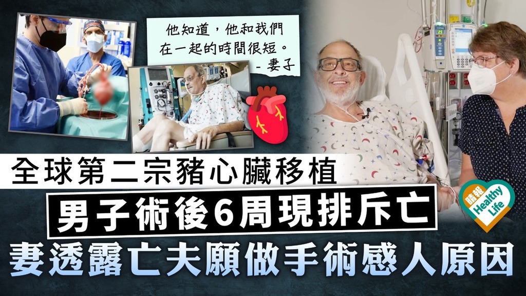 豬心移植｜全球第二宗豬心臟移植 男子術後6周現排斥亡 妻透露亡夫願做手術感人原因