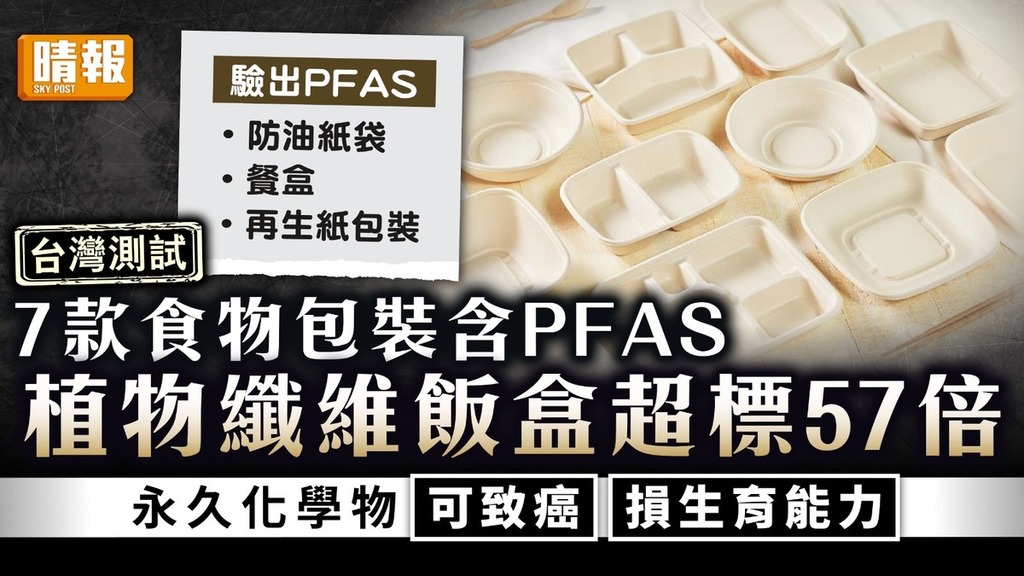 食用安全｜7款食物包裝含PFAS 植物纖維飯盒超標57倍 永久化學物可致癌損生育能力