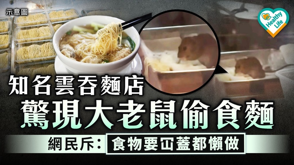 食用安全丨知名雲吞麵店驚現大老鼠偷食麵 網民斥：食物要冚蓋都懶做