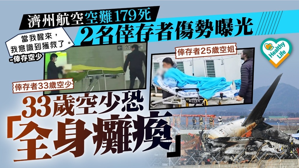 濟州航空空難｜濟州航空空難179死 2名倖存者傷勢曝光 33歲空少恐「全身癱瘓」
