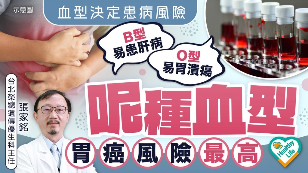 血型特質｜血型決定患病風險 B型易患肝病、「呢種血型」胃癌風險最高